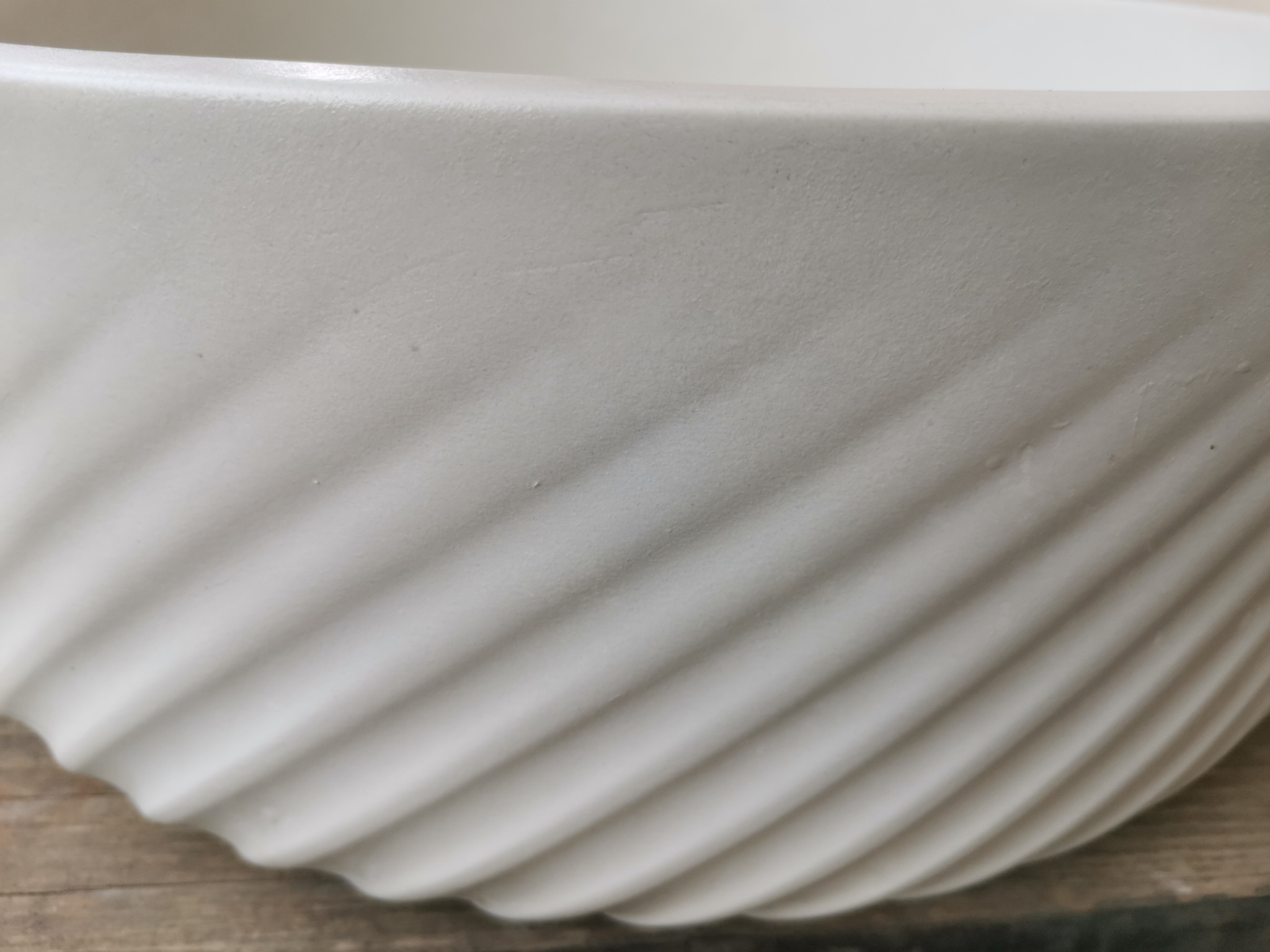 VELITH Broad Helix Blush Pink mineral surface and fluting detail